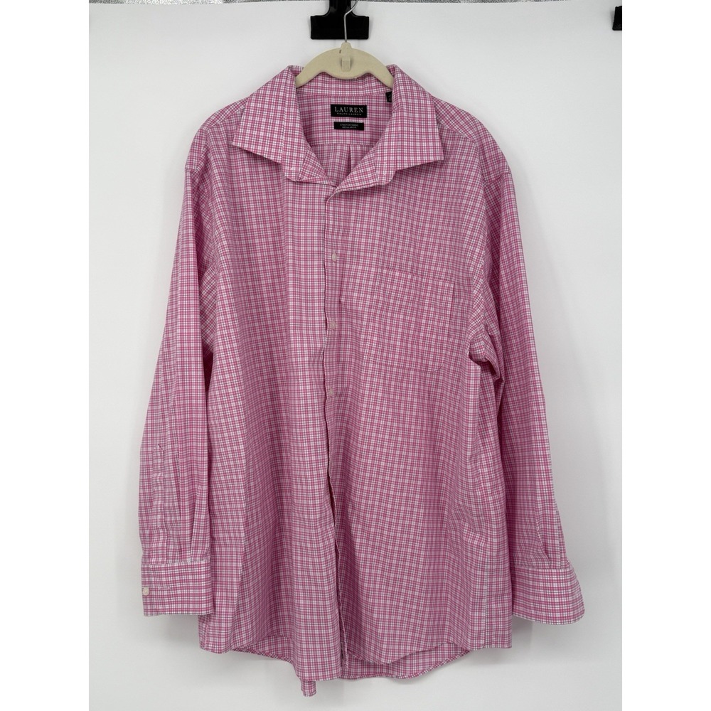 Lauren Ralph Lauren Men's Pink Plaid Long Sleeve Button Down XL 17 1/2
